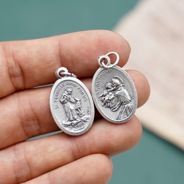 DIY小吊牌-方济各和狼+安东尼-锌合金-2.2cm Catholic religious art