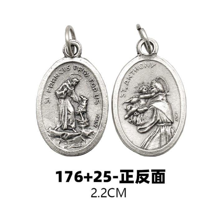 DIY小吊牌-方济各和狼+安东尼-锌合金-2.2cm Catholic religious art