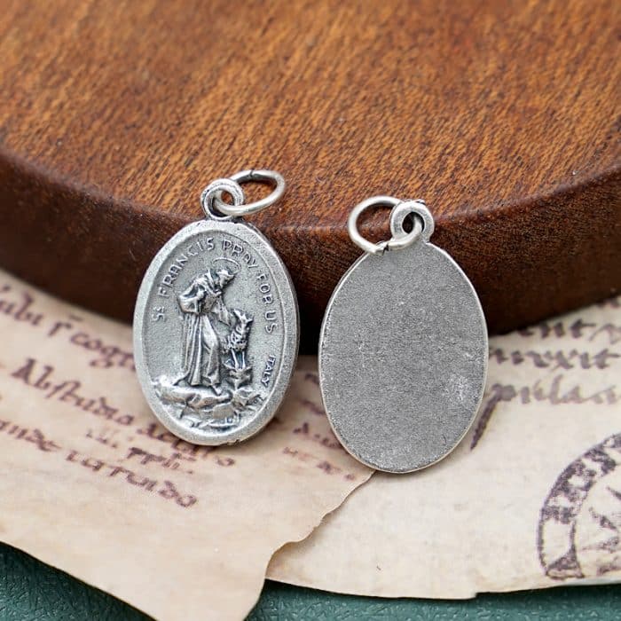 DIY小吊牌-方济各和狼-锌合金-2.2cm Catholic religious art