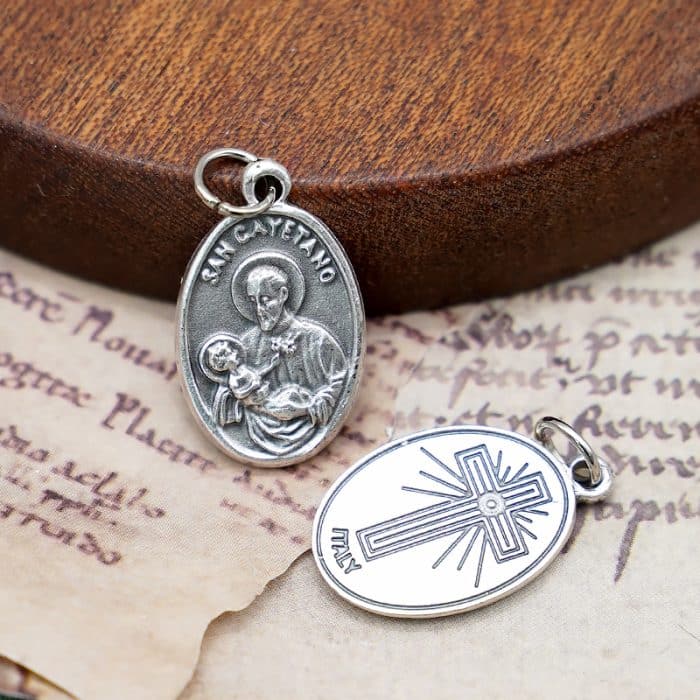 DIY小吊牌-圣嘉耶当+十字架-锌合金-镀银-2.2cm Catholic religious art