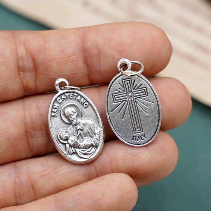 DIY小吊牌-圣嘉耶当+十字架-锌合金-镀银-2.2cm Catholic religious art