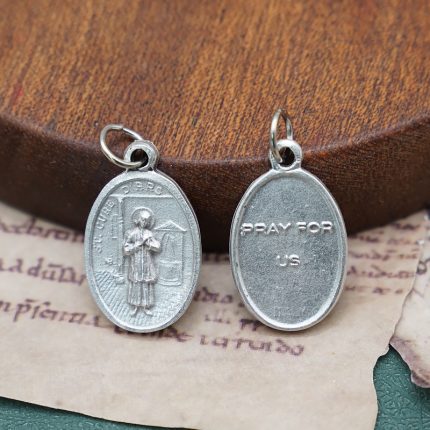 DIY小吊牌-圣维雅纳神父+字-锌合金-2.2cm