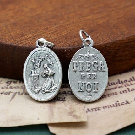 DIY小吊牌-圣妇丽达+圣神（S. Rita）-锌合金-镀银-2.2cm