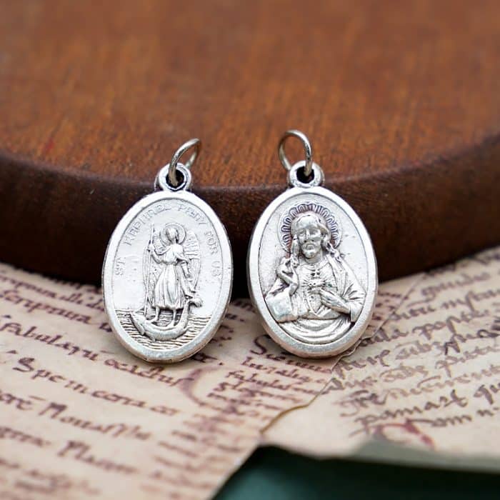 DIY小吊牌-辣法厄尔+耶稣圣心-锌合金-2.2cm Catholic religious art