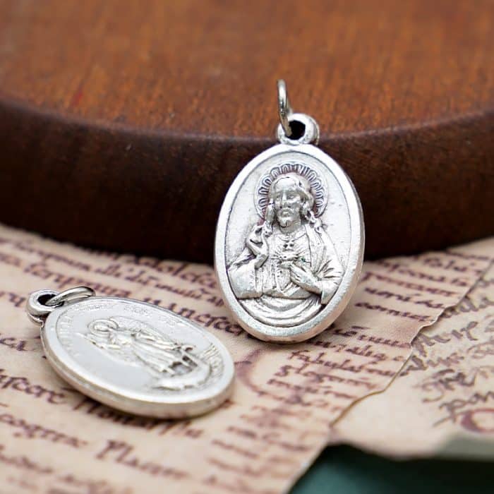 DIY小吊牌-辣法厄尔+耶稣圣心-锌合金-2.2cm Catholic religious art