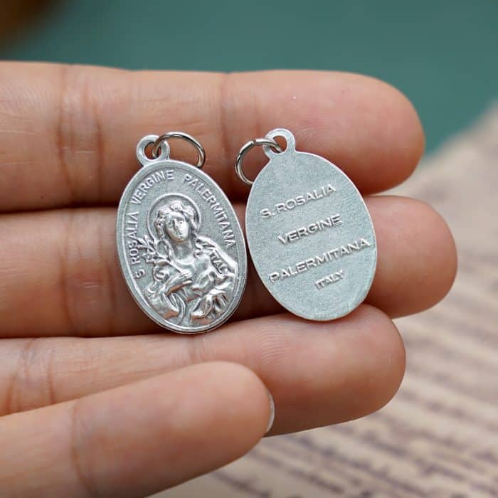 DIY小吊牌-圣罗莎莉亚-锌合金-2.2cm Catholic religious art