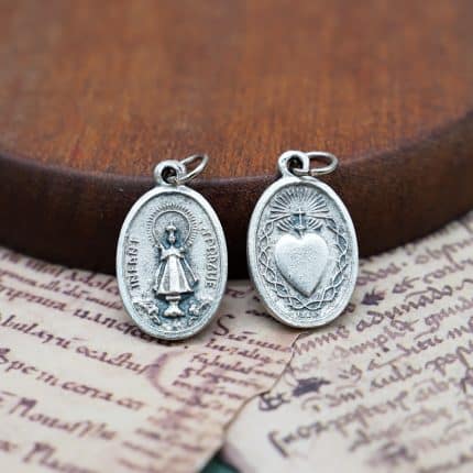 DIY小吊牌-布拉格圣婴+圣心-锌合金-2.2cm