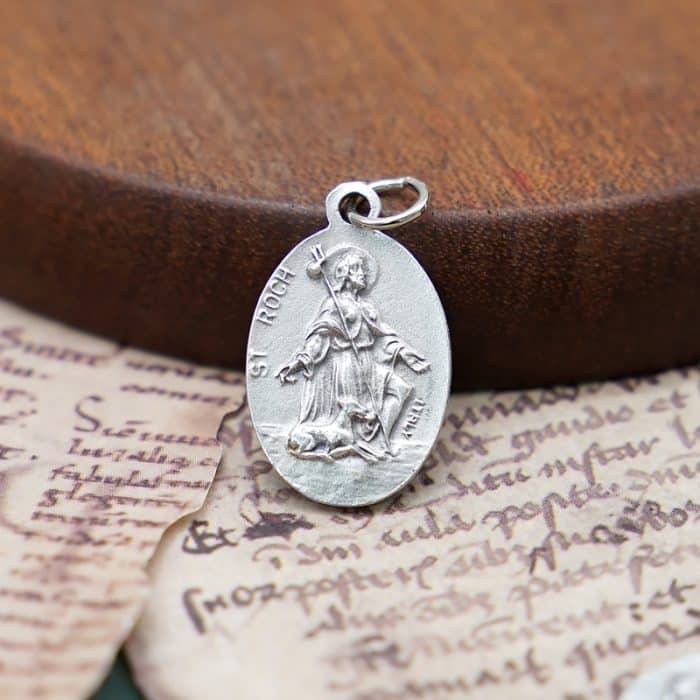 DIY小吊牌-圣胡伯与鹿+罗格-锌合金-2.2cm Catholic religious art