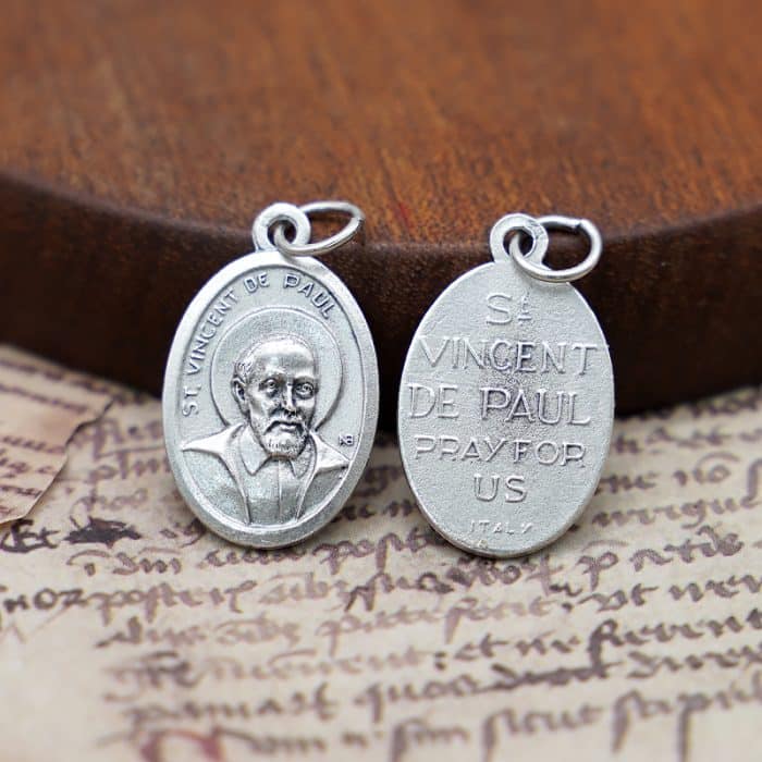 DIY小吊牌-圣文生·德保禄-锌合金-2.2cm Catholic religious art