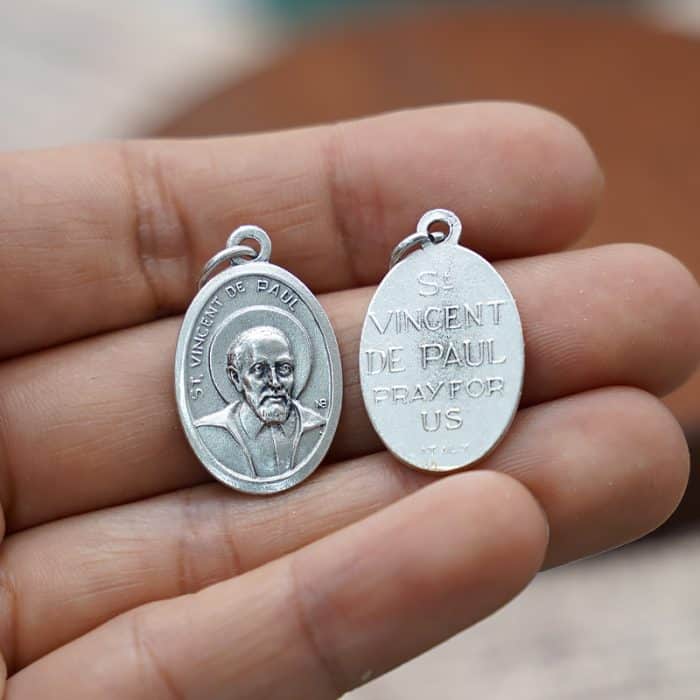 DIY小吊牌-圣文生·德保禄-锌合金-2.2cm Catholic religious art