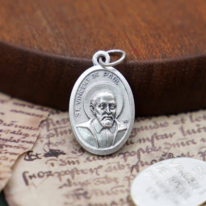 DIY小吊牌-圣文生·德保禄-锌合金-2.2cm Catholic religious art