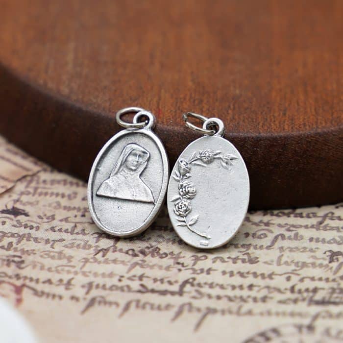 DIY小吊牌-傅天娜修女+玫瑰花-锌合金-2.2cm Catholic religious art