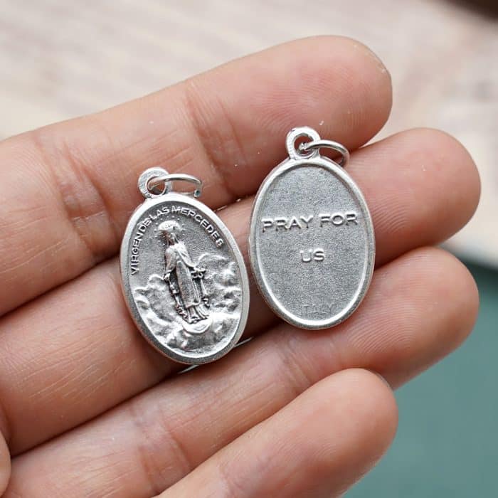 DIY小吊牌-仁慈圣母+字-锌合金-2.2cm Catholic religious art