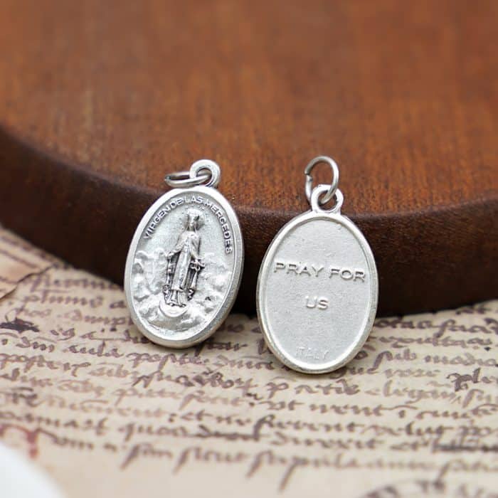 DIY小吊牌-仁慈圣母+字-锌合金-2.2cm Catholic religious art