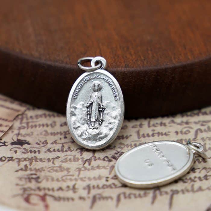 DIY小吊牌-仁慈圣母+字-锌合金-2.2cm Catholic religious art