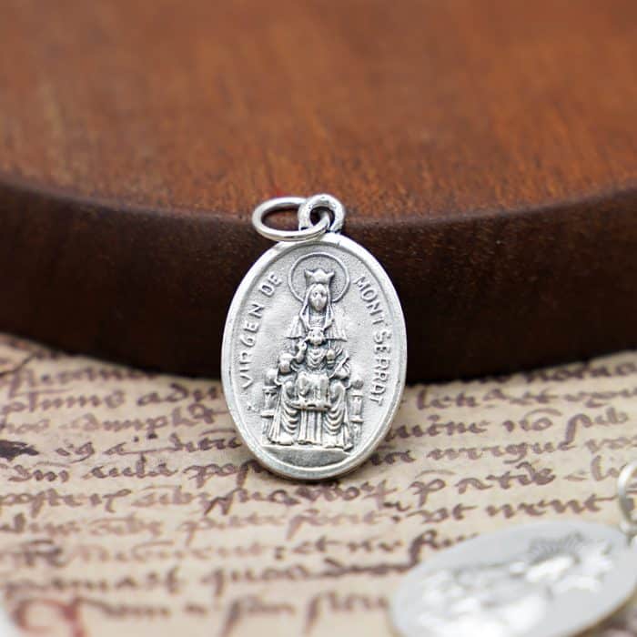 DIY小吊牌-蒙特塞拉特黑圣母+耶稣圣心-锌合金-2.2cm Catholic religious art