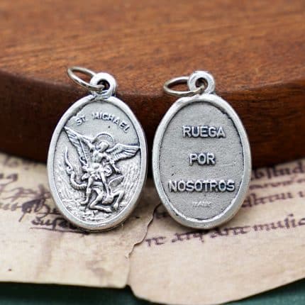 DIY小吊牌-圣弥额尔+字-锌合金-镀银-2.2cm