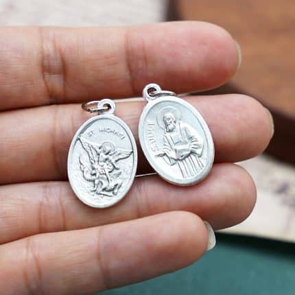 DIY小吊牌-圣弥额尔+圣达陡-锌合金-镀银-2.2cm