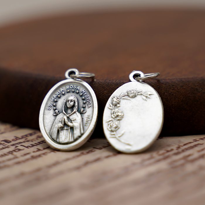 DIY小吊牌-玄义玫瑰圣母+玫瑰花-锌合金-2.2cm Catholic religious art