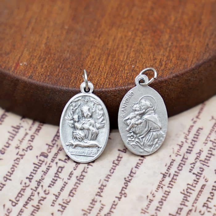 DIY小吊牌-天主圣爱圣母+安东尼-锌合金-2.2cm Catholic religious art