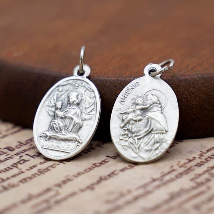 DIY小吊牌-天主圣爱圣母+安东尼-锌合金-2.2cm Catholic religious art
