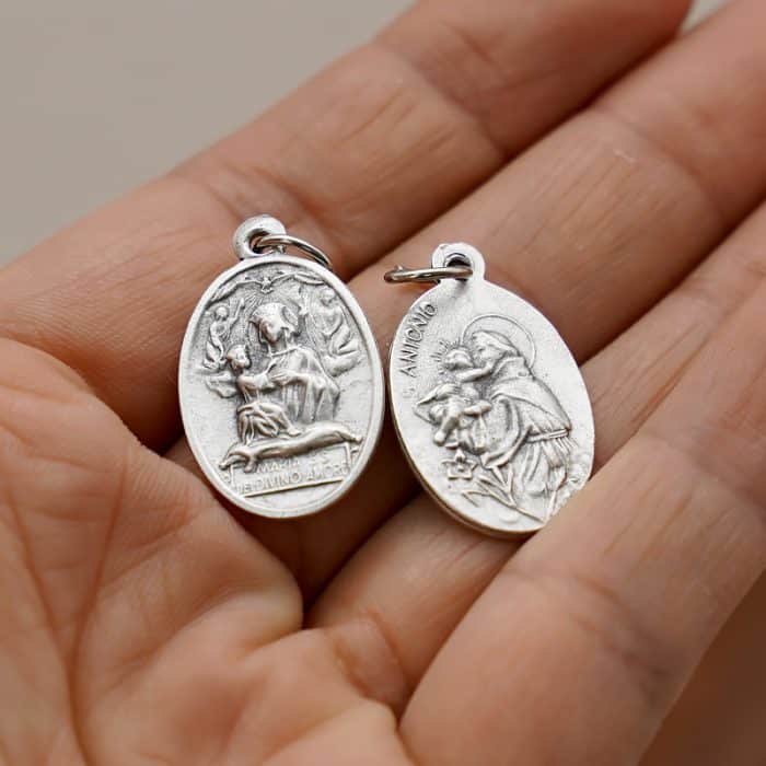DIY小吊牌-天主圣爱圣母+安东尼-锌合金-2.2cm Catholic religious art