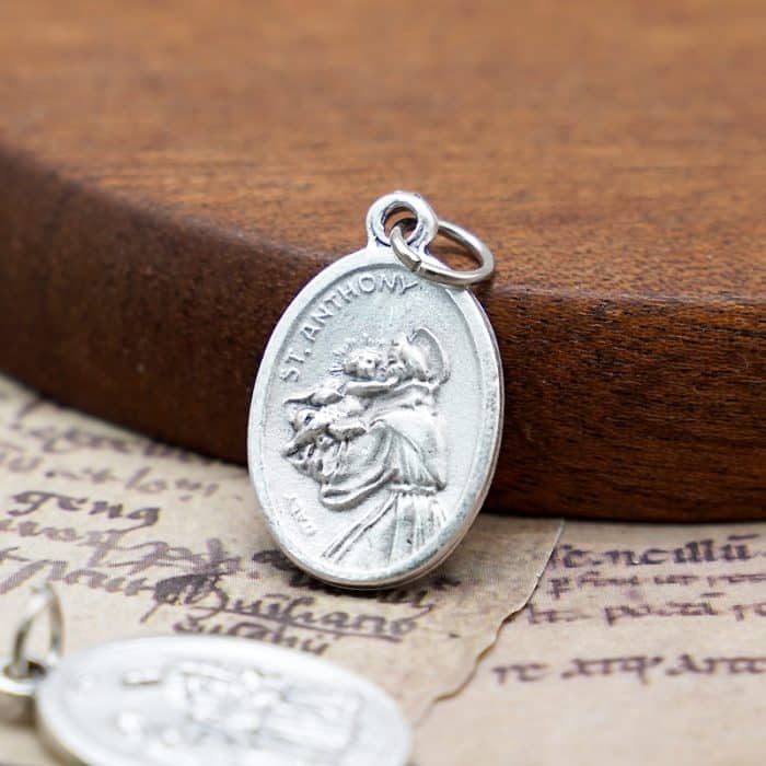 DIY小吊牌-安多尼+圣家-锌合金-镀银-2.2cm Catholic religious art