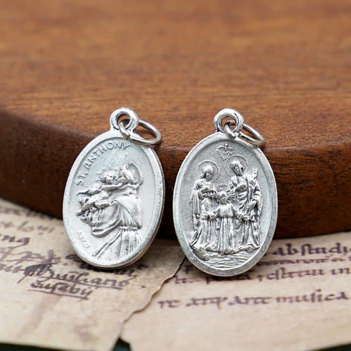 DIY小吊牌-安多尼+圣家-锌合金-镀银-2.2cm Catholic religious art