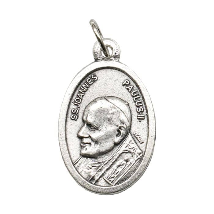 DIY小吊牌-圣教宗若望保禄二世-锌合金-镀银-2.2cm Catholic religious art