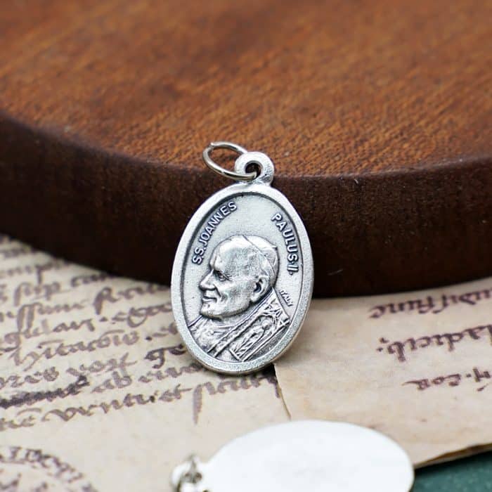 DIY小吊牌-圣教宗若望保禄二世-锌合金-镀银-2.2cm Catholic religious art