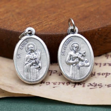 DIY小吊牌-路济亚+圣哲辣尔多-锌合金-镀银-2.2cm