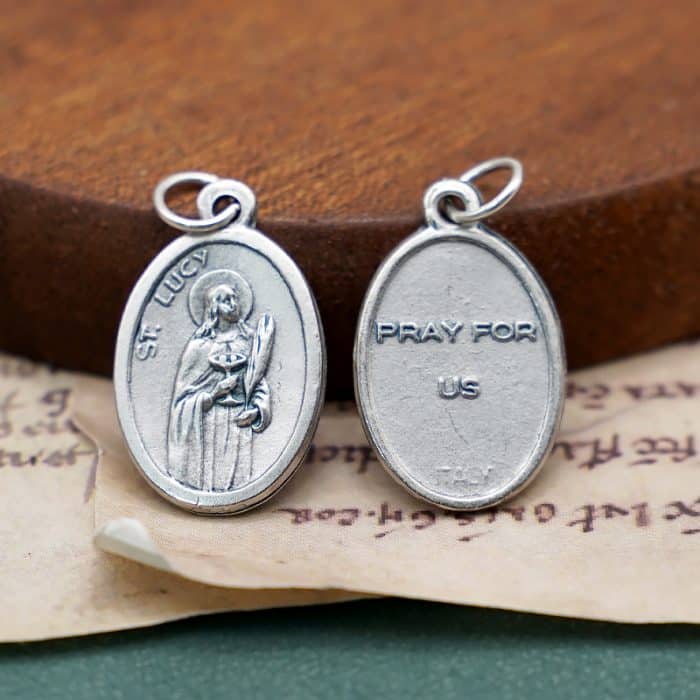 DIY小吊牌-路济亚+字-锌合金-镀银-2.2cm Catholic religious art