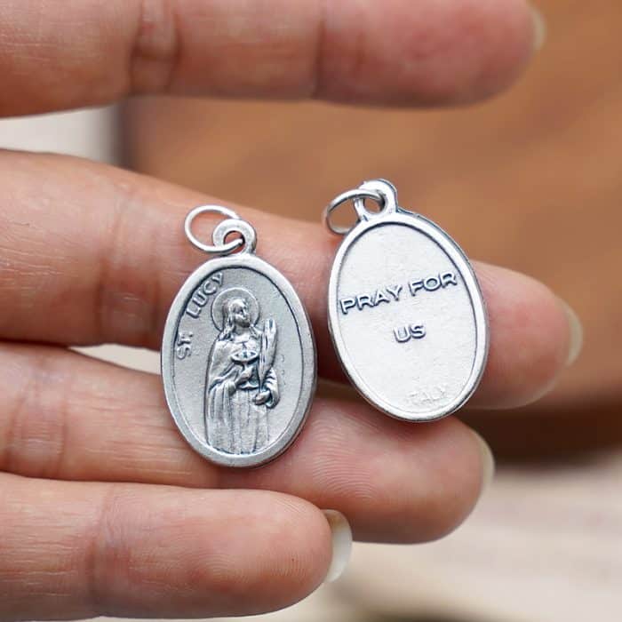 DIY小吊牌-路济亚+字-锌合金-镀银-2.2cm Catholic religious art