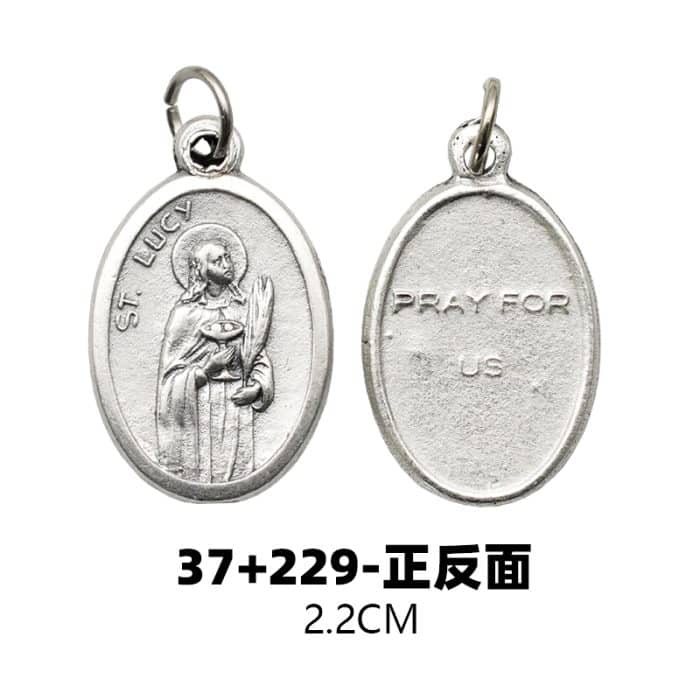 DIY小吊牌-路济亚+字-锌合金-镀银-2.2cm Catholic religious art