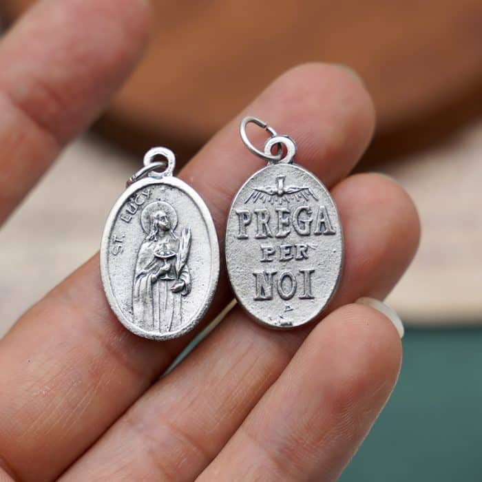 DIY小吊牌-路济亚+圣神和字-锌合金-镀银-2.2cm Catholic religious art