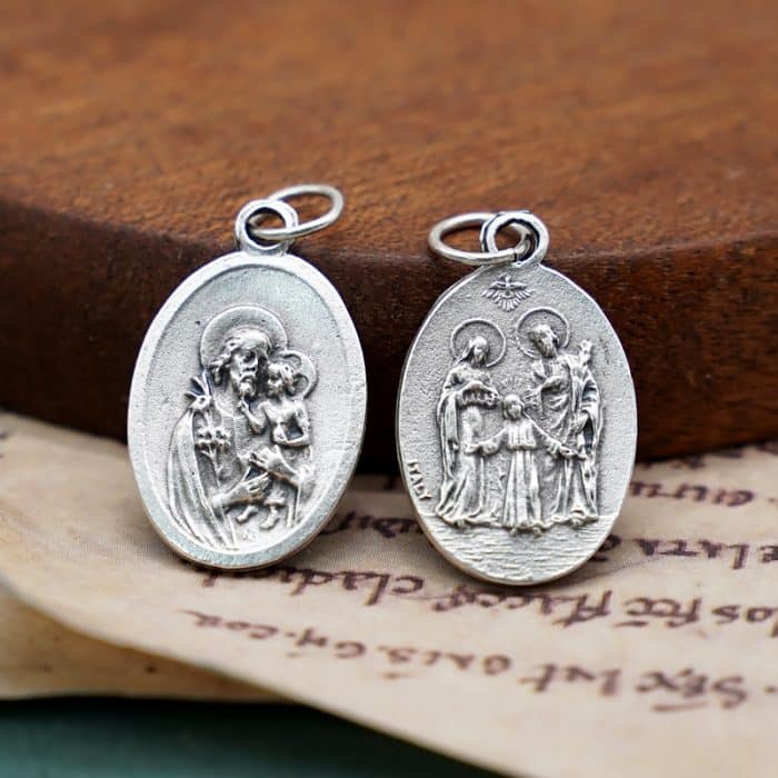DIY小吊牌-若瑟+圣家-锌合金-镀银-2.2cm Catholic religious art