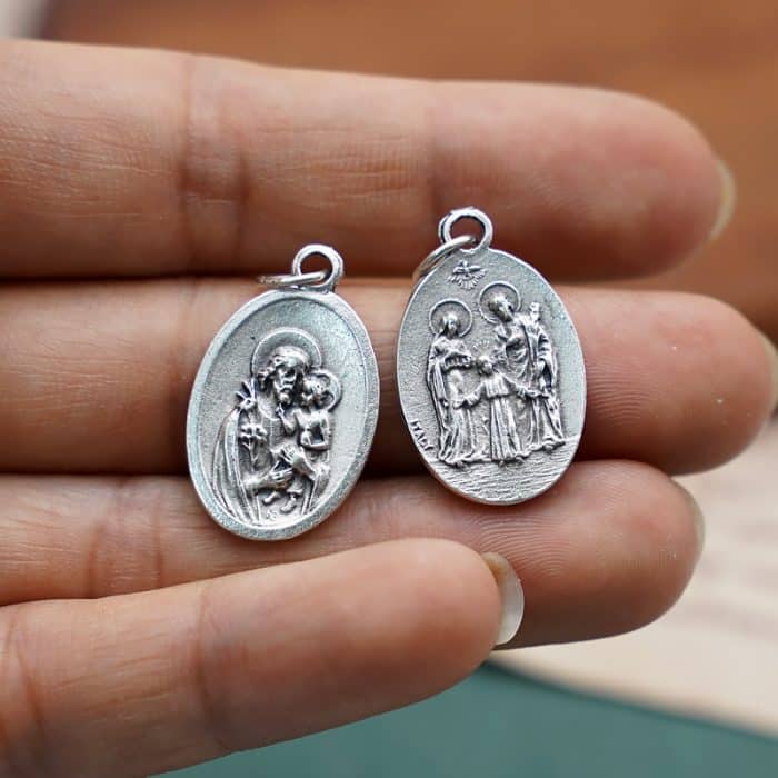 DIY小吊牌-若瑟+圣家-锌合金-镀银-2.2cm Catholic religious art