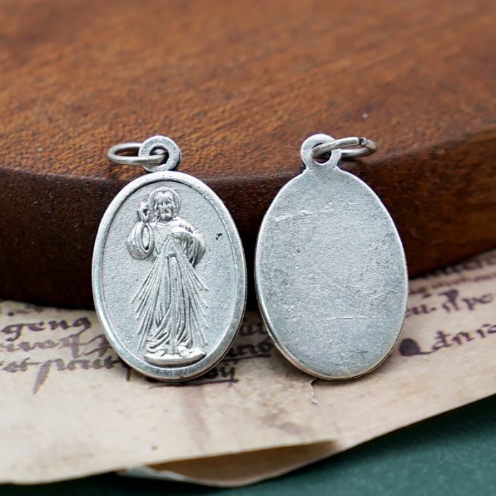 DIY小吊牌-上主慈悲-锌合金-镀银-2.2cm Catholic religious art