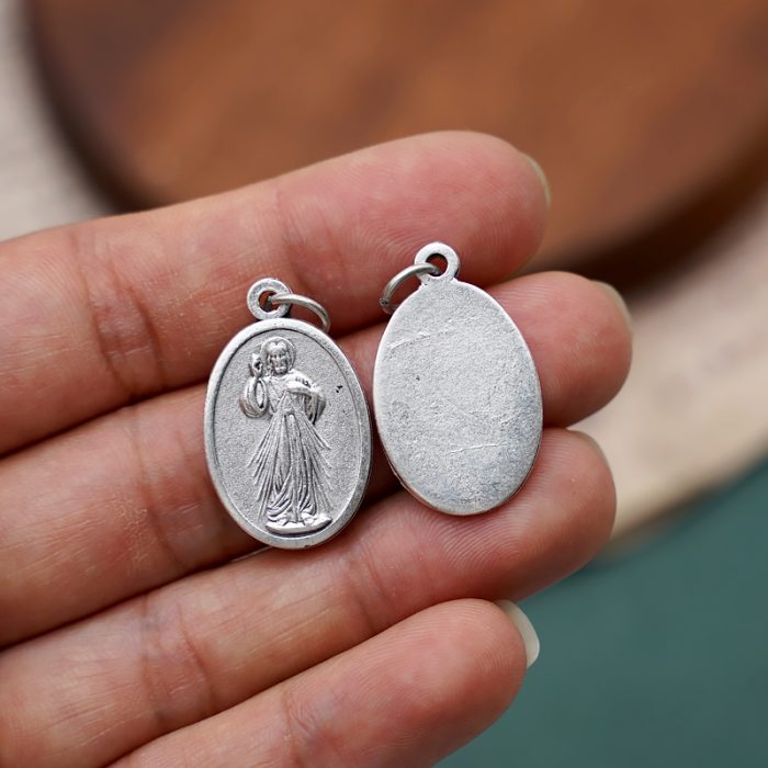 DIY小吊牌-上主慈悲-锌合金-镀银-2.2cm Catholic religious art