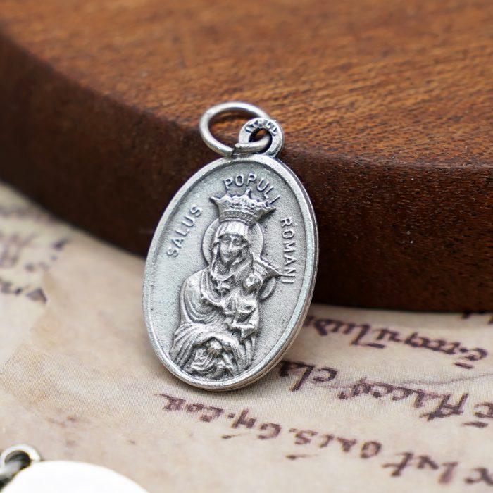 DIY小吊牌-罗马人民救援之母-锌合金-镀银-2.2cm Catholic religious art