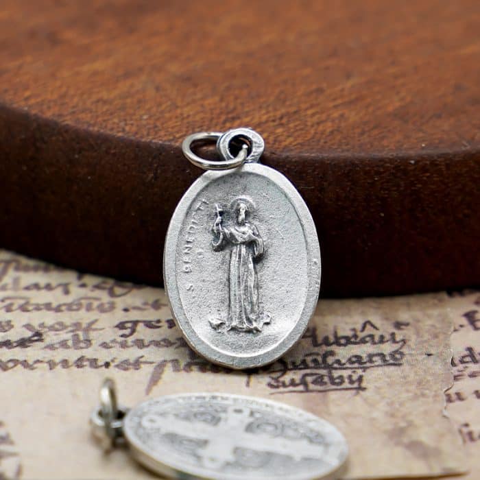 DIY小吊牌-本笃-锌合金-镀银-2.2cm Catholic religious art