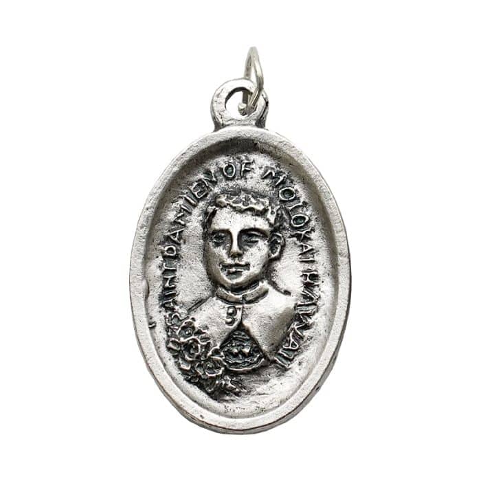 DIY小吊牌-达米盎神父(痳疯患者主保)-锌合金-2.2cm Catholic religious art