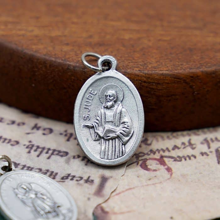 DIY小吊牌-圣达陡+辣法厄尔-锌合金-镀银-2.2cm Catholic religious art