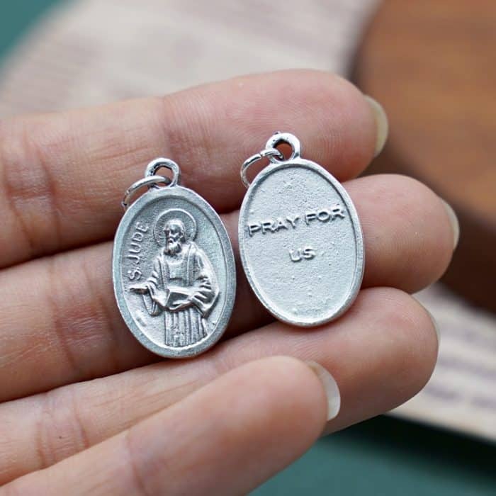 DIY小吊牌-圣达陡+字-锌合金-镀银-2.2cm Catholic religious art