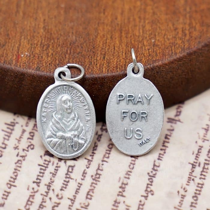 DIY小吊牌-圣女加特丽·泰卡维达-锌合金-2.2cm Catholic religious art