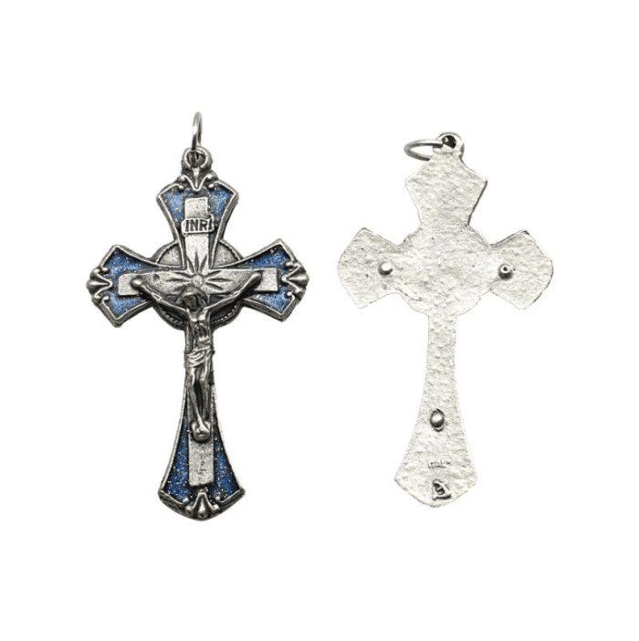 DIY十字架-锌合金蓝珐琅-4.3x2.8cm Catholic religious art