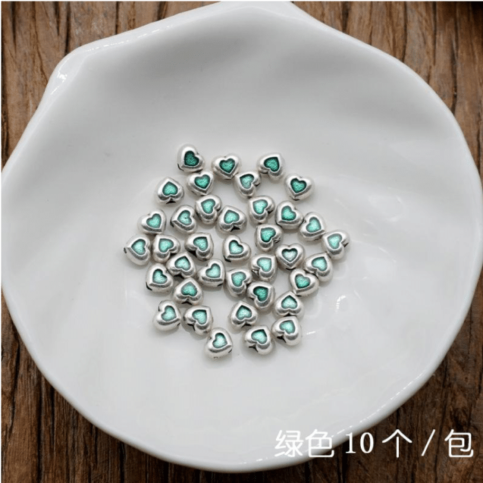 DIY珠子-普通款-小桃心-锌合金-珐琅绿-0.36cm-10颗/包 Catholic religious art