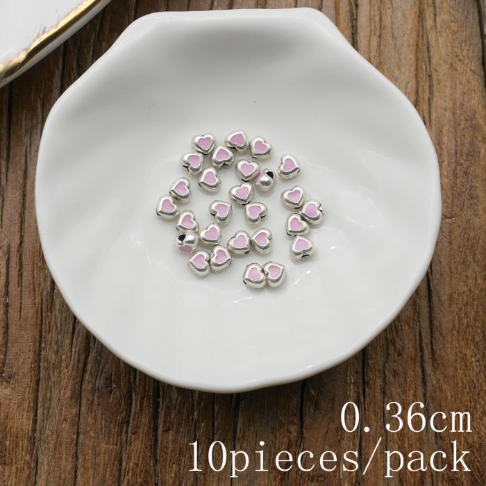 DIY珠子-普通款-小桃心-锌合金-珐琅粉-0.36cm-10颗/包 Catholic religious art