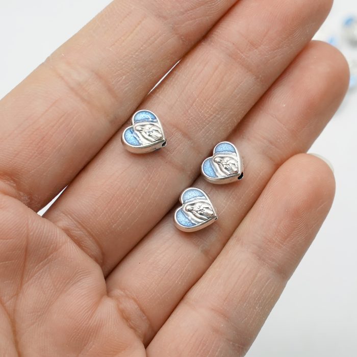 DIY珠子-瓜达卢佩圣母-圆形-蓝珐琅-0.7cm-10颗/包 Catholic religious art