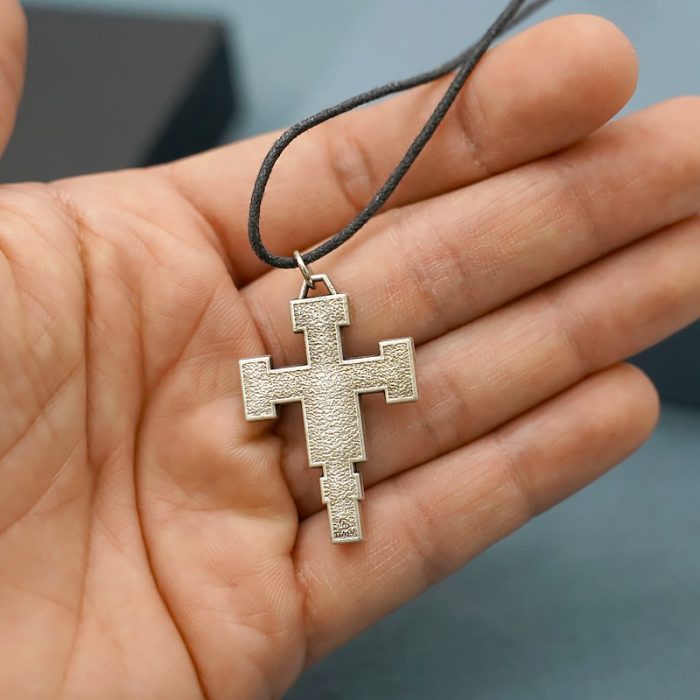 项链十字架-达弥盎-金属-仿古银-2.2x3.5cm-带绳 Catholic religious art